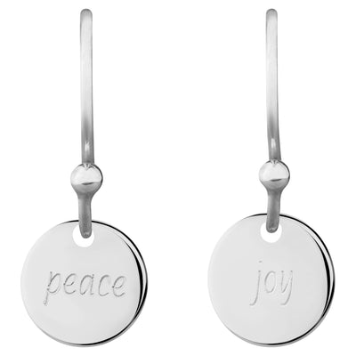 Delicate Message 0.8 Coin Drop Earrings - peace, joy | Tesori Bellini | Womens Jewellery Melbourne