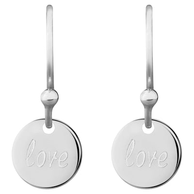 Delicate Message 0.8 Coin Drop Earrings - love, love | Tesori Bellini | Womens Jewellery Melbourne