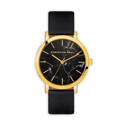 Brighton Marble 43mm Watch by Christian Paul - Gold / Black | Tesori Bellini | Womens Jewellery Melbourne