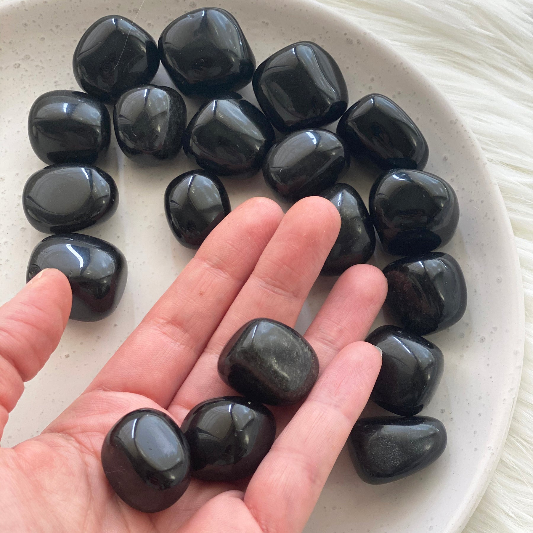 Black obsidian tumbled shop stone
